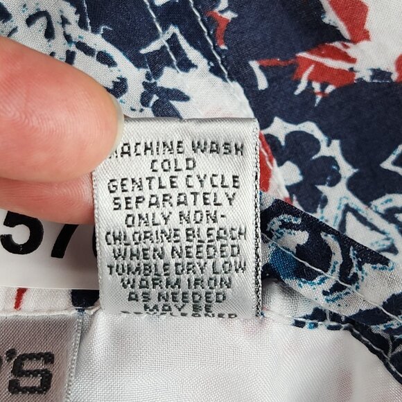 Chicos Skirt Womens 3 Blue White XL A Line Knee Length Flowy Cotton Printed - Picture 10 of 10